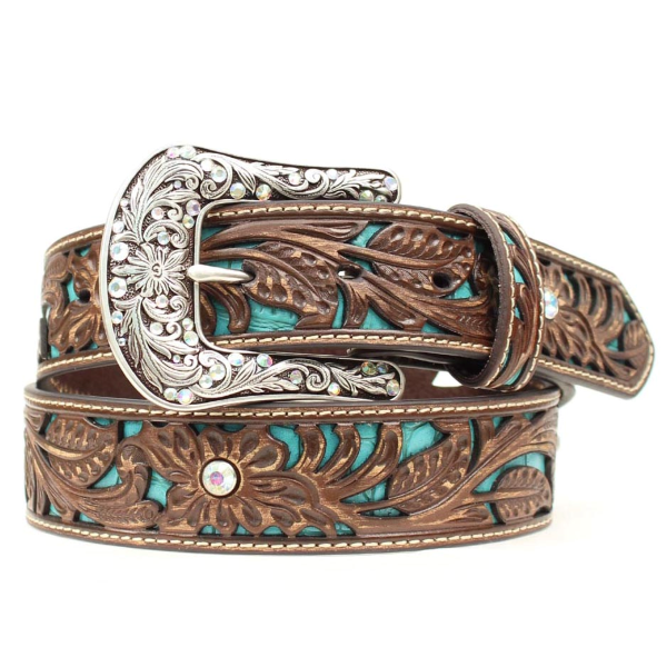 Girls Tooled Turquoise Inlay Belt