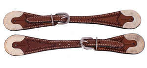 Men's Tooled Spur Straps With Rawhide Ends