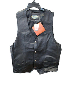 Oscar Piel Men's Leather Black Vest