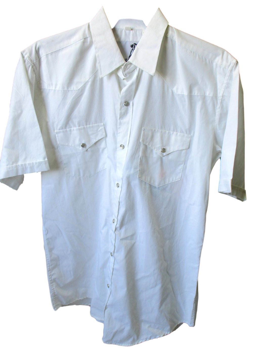 Flying Hoss Men's White Short Sleeve Pearl Button Up