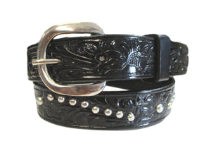Tex Tan Youth 1' Tooled Studded Belt