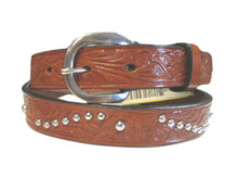 Load image into Gallery viewer, Tex Tan Youth 1&#39; Tooled Studded Belt