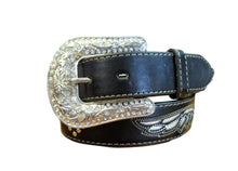Load image into Gallery viewer, Nocona Black Belt With Cross and Wings #N4429801