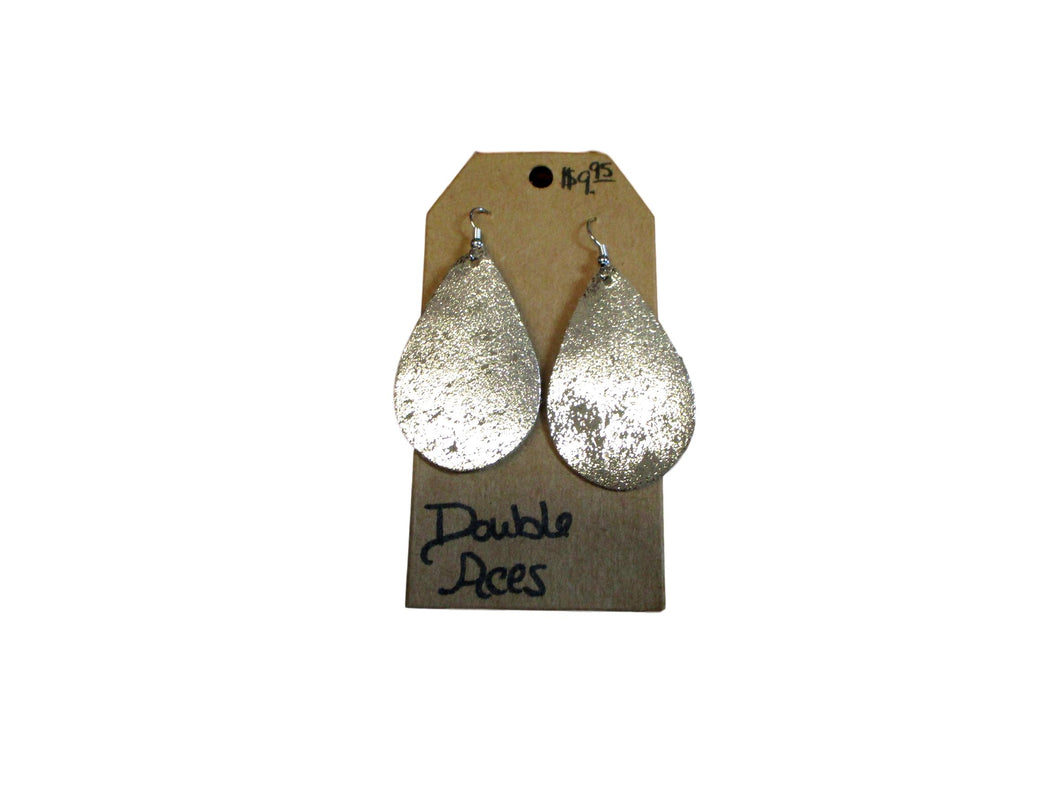 Double Aces Silver/Gold Shimmer Faux Leather Earrings