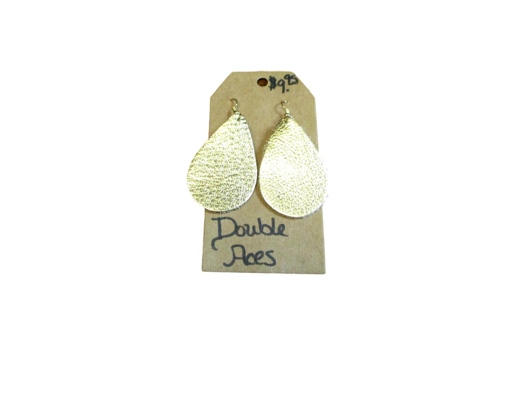 Handmade Shiny Gold Faux Leather Earring