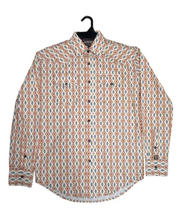 Men's Rust & Navy Aztec Western Shirt