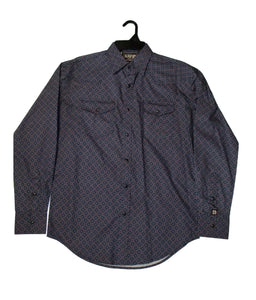 Men's Navy Medallion Western Shirt