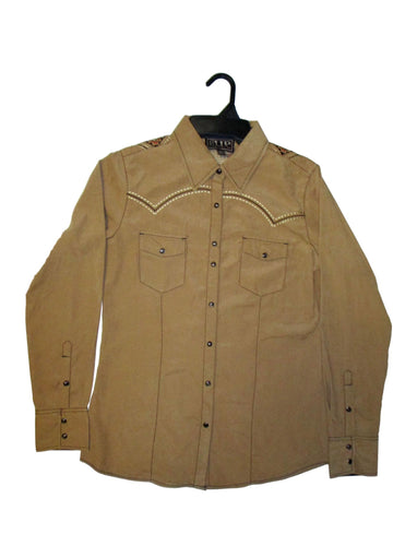 Tan Suede With Embroidered Back Women's Western Shirt