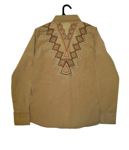 Tan Suede With Embroidered Back Women's Western Shirt