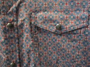 Men's Navy Medallion Western Shirt