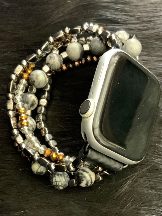 Balck And Brown Beaded Apple Watch Band