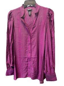 Women's Retro Purple Lantern Sleeve Top