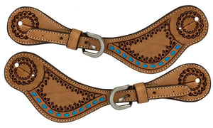 Ladies Size Argentina Cow Leather Embossed Spur Straps