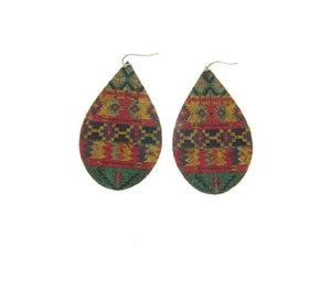 Red/Turquoise/Purple Aztec Oval Earrings