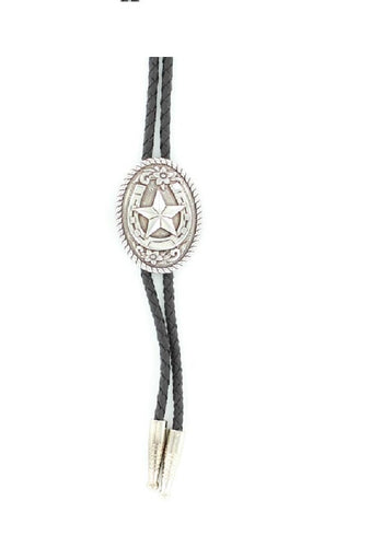 Adult Oval Silver Star and Horseshoe Bolo
