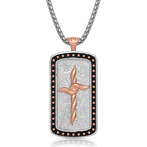 Montana Silversmith American Legends Cross Dog Tag Necklace