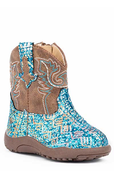 Roper Cowbabies Glitter Aztec Blue Boots