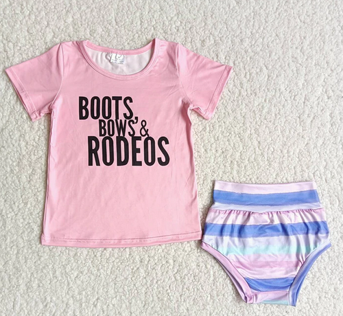 Boots, Bows, & Rodeos Baby Girls Bummie Set