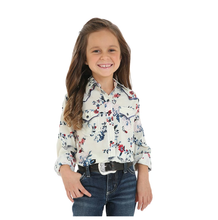 Load image into Gallery viewer, Wrangler Girls Ivory Floral Print Long Sleeve Snap Shirt