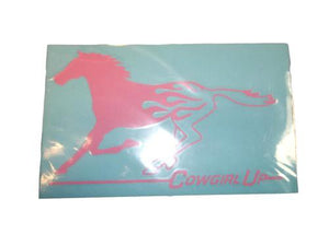 Cowgirl Up Decal With Pink Horse