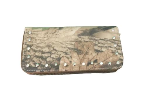 Way West Western Wallet Womens Joan Pockets Slots Camo Brown