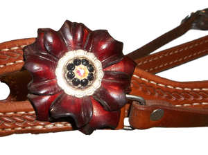 HR Courts Headstall With Red Flower