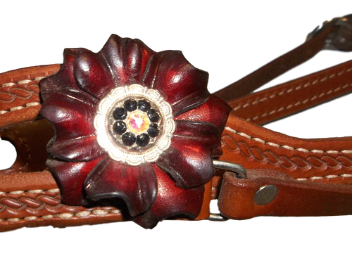 HR Courts Headstall With Red Flower