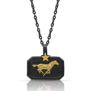montana silversmiths black necklace with horse pendant