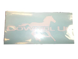 Cowgirl Up Decal With White Horse
