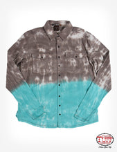 Load image into Gallery viewer, Cowgirl Tuff Brown &amp; Turquoise Tie-Dye Faux Button Up
