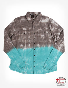 Cowgirl Tuff Brown & Turquoise Tie-Dye Faux Button Up