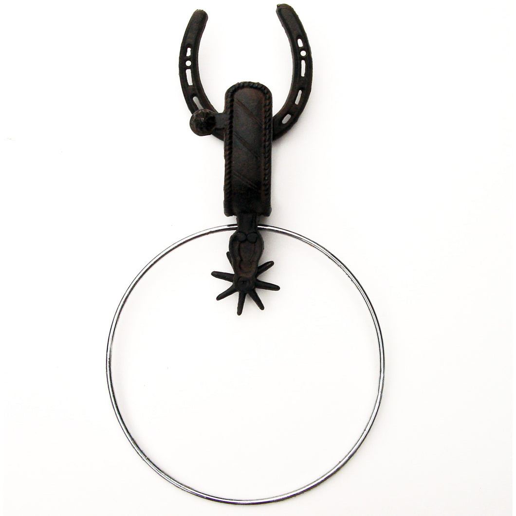 Rustic Cowboy Spur Bathroom/Kitchen Towel Ring Holder