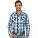 Roper Men's  Dobby Plaid Turq Shirt