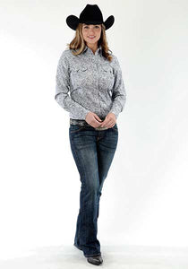 Roper Girls Grey Paisley Western Shirt