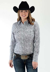 Roper Girls Grey Paisley Western Shirt