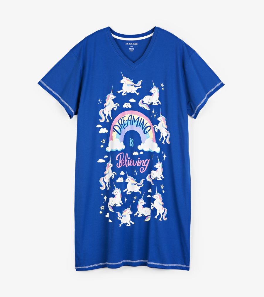 Little Blue House Women’s Rainbow Unicorn Sleepshirt