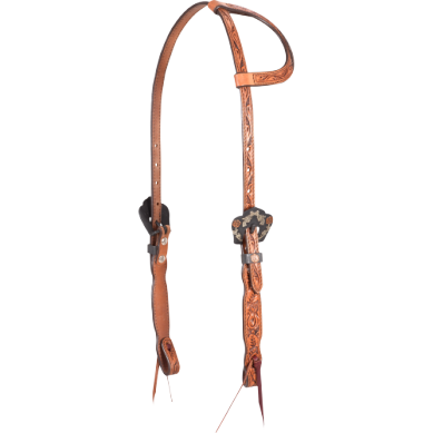 Slip Ear Headstall with Rosebud Tooling