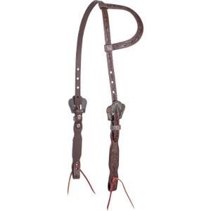 Slip Ear Headstall with Rosebud Tooling