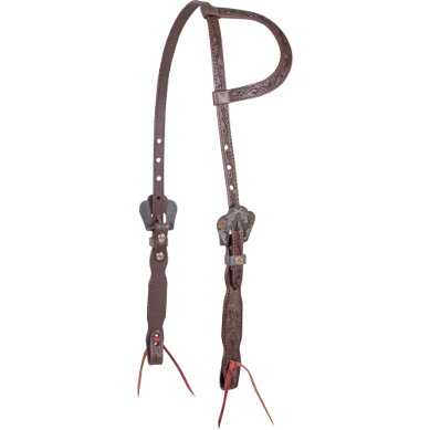 Slip Ear Headstall with Rosebud Tooling