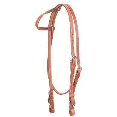 Stitched Harness Slip Ear Headstall with Throatlatch and Buckle Ends