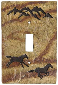 Western Running Horses Single Light Switch Plate