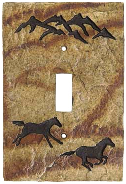 Western Running Horses Single Light Switch Plate