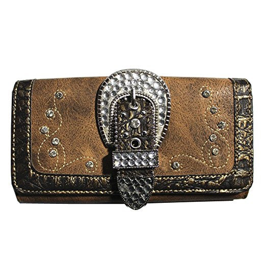 Montana West Brown Buckle Wristlet