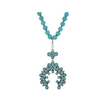 Load image into Gallery viewer, Turquoise Blue Squash Blossom Attitude Necklace