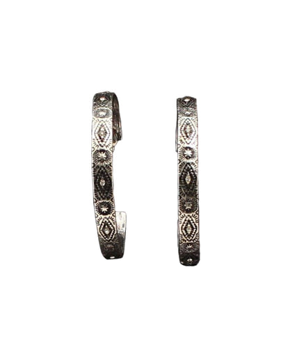 Silver Strike Women's Aztec Engraved Hoop Earrings