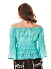 Load image into Gallery viewer, Cowgirl Tuff Turquoise Sheer Top - Aces &amp; Eights Western Wear, Inc. 