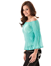 Load image into Gallery viewer, Cowgirl Tuff Turquoise Sheer Top - Aces &amp; Eights Western Wear, Inc. 