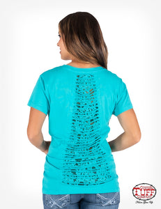 Cowgirl Tuff Women's Rodeo Poster Turquoise Tshirt