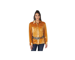 Wrangler Women's Yellow Velvet Western Shirt